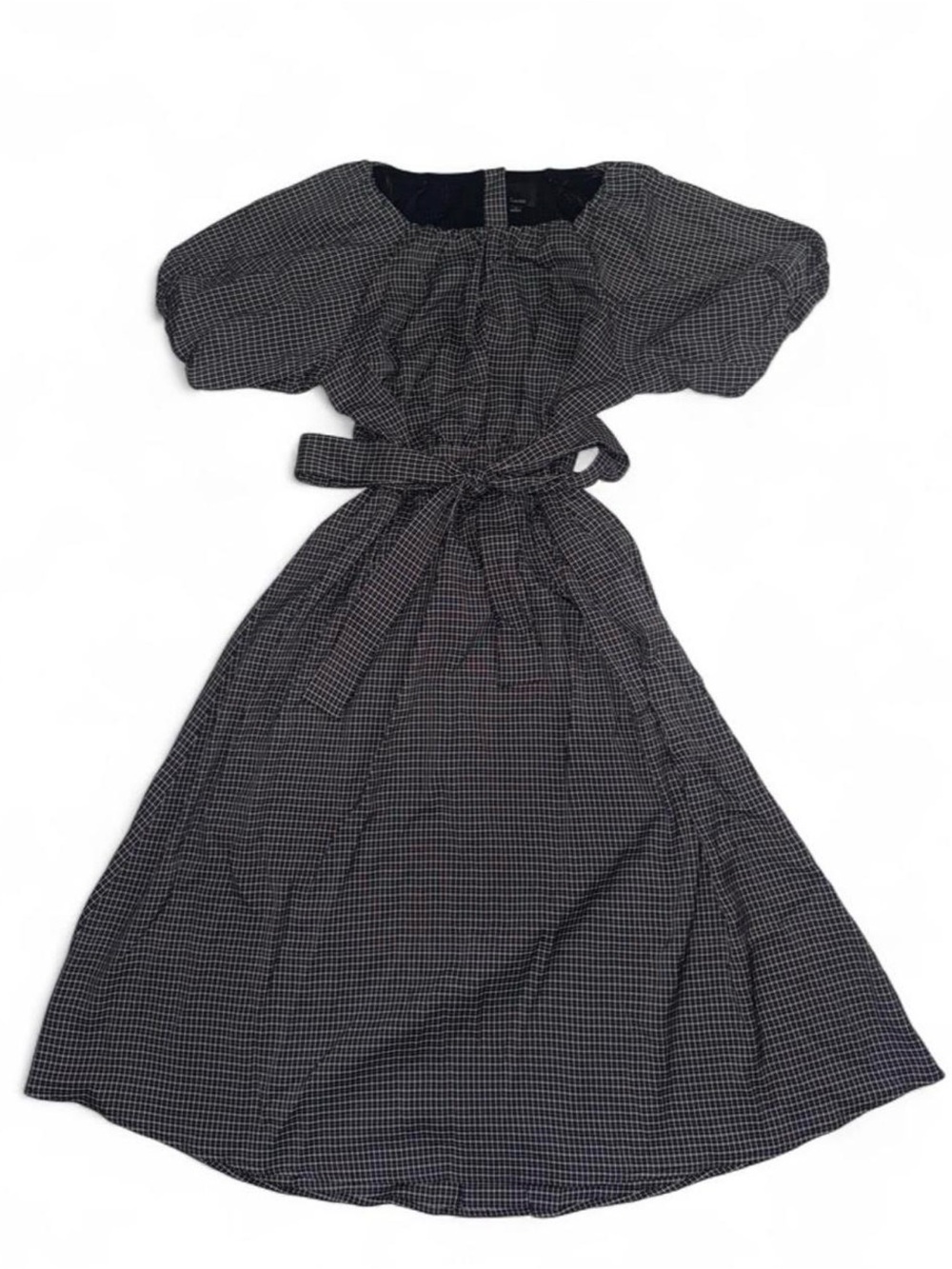 LUMIÈRE Black & White Plaid Tie-Waist Dress NWT